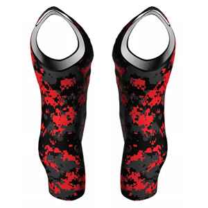 Combinaison de lutte unisexe camouflage numérique rouge et noir, impression par sublimation, respirante, séchage rapide, spandex polyester, vêtements de sport pour adultes - Product Image 4