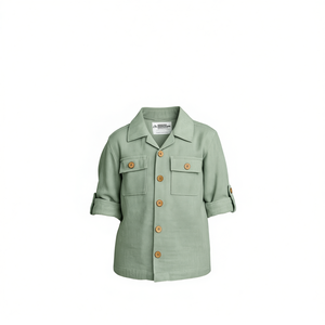 Green <b>Linen</b> Casual <b>Shirt</b> for <b>Boys</b> - Product Image 3