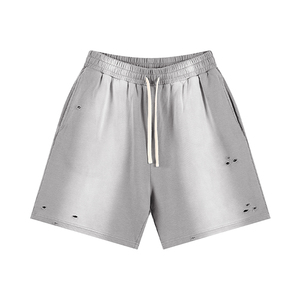Shorts de jogging pour hommes personnalisés, épais, style streetwear, délavés par le soleil, vintage, usés, délavés à l'acide, à motif uni - Product Image 2