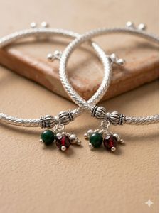 Fashion Silver Foot <b>Anklet</b> with Hanging <b>Bead</b> Charms for Women - Product Image 1