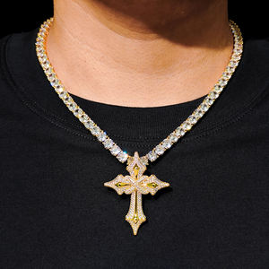 <b>Silver</b> Plated Cross Pendant With Crystal Rhinestones Micro Insert Religious <b>Charm</b> Unisex Christian Jewelry Gift - Product Image 3