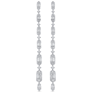 Pendientes Geométricos Clásicos con Diamantes de Corte Esmeralda, Aleación de Oro Blanco de 10K, Joyería de Boda para Mujer - Product Image 2