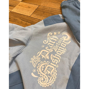 High Quality Winter Casual Custom Patch Logo Acid Wash Sun Faded 100% Cotton Sweatpants <b>Distressed</b> Embroidered Hoodie Set - Product Image 2