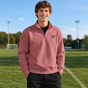 Sweat-shirt léger tendance pour homme, col zippé, blanc, à manches longues, confortable, vêtements de sport, vente en gros - Product Image 3