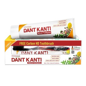 Dentifrice naturel à base de plantes Dant Kanti 300g avec brosse à dents en carbone HD gratuite pour les soins bucco-dentaires quotidiens - Product Image 1