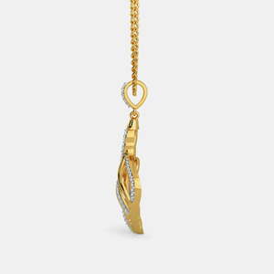 Collar con Colgante de Diamante Cultivado en Laboratorio con Diseño Abstracto de Hoja en Espiral en Oro Amarillo - Product Image 4