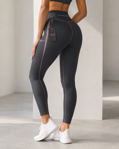 Leggings pour femmes Vibe Craft Clothing, taille mi-haute, longueur intégrale, noir et bleu, décontractés, extensibles, compressifs, tricotés, sans couture - Product Image 5