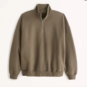 Sweat-shirts et hoodies pour hommes grande taille, col montant, demi-zip, épaules tombantes, coupe ample, logo personnalisé - Product Image 6