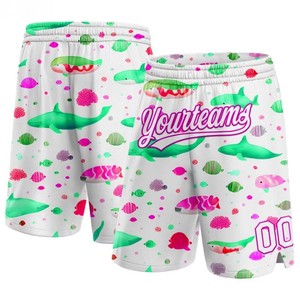 Pantalones Cortos Casuales Negros para Hombre, Cintura con Cordón, Secado Rápido, Tejido de Punto, Color Sólido, Pantalones Cortos Blancos para Hombre con Estampado de Peces por Sublimación - Product Image 4