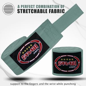 Bandages de boxe FARABI de qualité supérieure, en polyester écologique, élastiques, équipement de protection pour adultes, unisexe, couleur unie, extensibles - Product Image 2