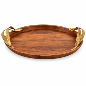 Bandeja de Servir Ovalada de Madera Personalizada al por Mayor con Asas de Ramas de Granada de Latón Antiguo, Plato Decorativo de Lujo para Mesa de Centro - Product Image 5
