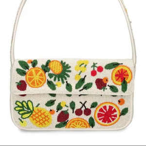 High-quality Handmade Bead Fruit <b>Shoulder</b> <b>Bag</b> Summer Vacation Craftsmanship <b>White</b> Base Multicolor Beads Purses 2026 Portable - Product Image 1