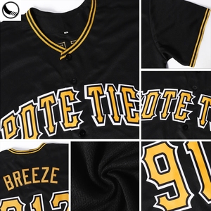 Camiseta de Béisbol Unisex Negra Personalizada, Manga Corta, Impresión por Transferencia de Calor, Nombre/Número del Equipo, Absorbe la Humedad, Corte Regular, Adulto, 100% - Product Image 4