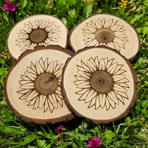 Posavasos de Madera Rústico de Forma Redonda con Mini Asa, Posavasos de Madera de Tamaño Personalizado para el Hogar y Accesorios de Cocina - Product Image 5