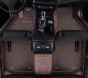 Alfombrillas de Coche de Lujo de Doble Capa de Cuero PU + PVC, Ajuste Personalizado, Cobertura Total, Acolchado de Diamantes, 10 mm de Grosor, Impermeables - Product Image 5
