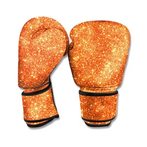 Gants de boxe orange à paillettes, à enfiler, avec impression par sublimation sur le poignet, pour entraînement de kickboxing adulte - Product Image 3