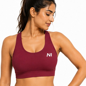 Seamless sports bra Scoop neck racerback Zipper front sports bra Medium support sports bra Breathable fitness bra - Product Image 5