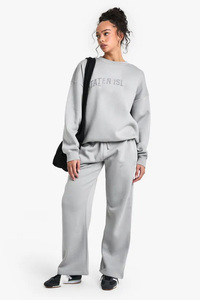 Sudaderas Personalizadas con Logotipo Bordado en Tono Gris Claro, Sudaderas de Felpa Gruesa para Mujer, Sudaderas con Hombros Caídos, Sudaderas Casuales - Product Image 4