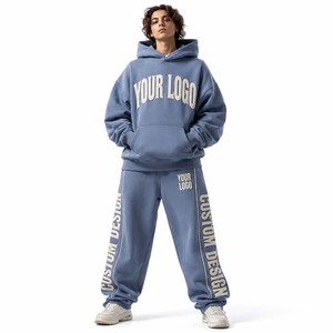 Survêtement gris à capuche pour homme, manches longues, color block, décontracté, coupe classique, avec poches latérales, taille élastique - Product Image 3