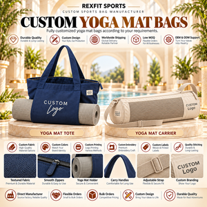 Housse de rangement légère pour tapis de yoga avec impression personnalisée, bandoulière et fermeture éclair sécurisée pour les cours de Pilates et d'entraînement physique - Product Image 4
