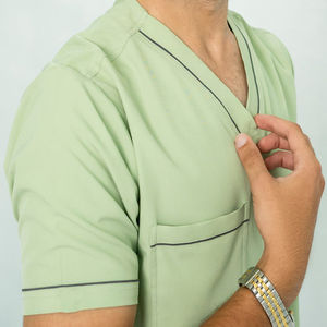 Uniforme Médico Unisex de Dos Piezas en Pana de Algodón Azul, Transpirable y de Alta Calidad, con Detección de Agujas, para Trabajadores de la Salud - Product Image 6