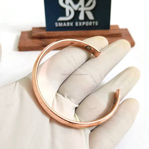 Bracelet en cuivre magnétique fait main Kada bout ouvert réglable bijoux de thérapie de guérison en cuivre pur pour hommes et femmes - Product Image 1