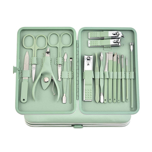 Custom Logo 18pcs Mint Green Manicure Pedicure <b>Set</b> Stainless Steel Professional <b>Nail</b> Clipper Kit Luxury Women Grooming Tools - Product Image 1
