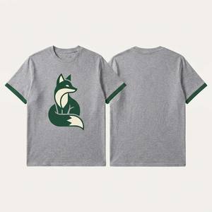 Camiseta de Hombre con Estampado Gráfico Minimalista, Manga Corta, Algodón Premium, Corte Ajustado, Informal, Moda de Verano - Product Image 1