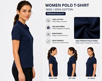 Polo de Manga Corta Azul Marino para Mujer, Color Sólido, Algodón Supima, Ropa Casual