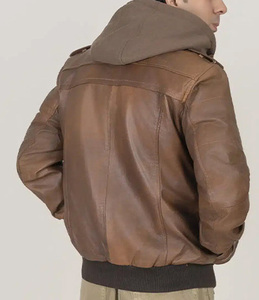Chaqueta de Cuero con Capucha para Hombre, Color Marrón, con Cierre de Cremallera y Forro de Algodón, Estilo Motero de Invierno - Product Image 6
