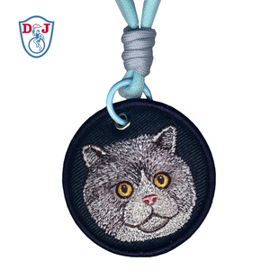 Customized Embroidery Animals Pets Patches Embroidery Russian Blue <b>Cat</b> <b>Tag</b> Bag Charm for fashion accessories - Product Image 6