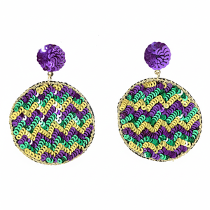 Mardi ต่างหูประดับลูกปัดสีทองสีม่วงสีเขียวสำหรับเทศกาลราชินีสำหรับเด็กผู้หญิงเครื่องประดับที่มีสไตล์สำหรับงานเฉลิมฉลองและขบวนพาเหรดของ Mardi Gras - Product Image 5