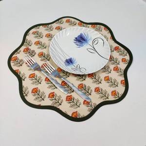 Sage Green Flower Placemat Block Print fabric <b>table</b> <b>mat</b> easy care <b>TABLE</b> DECOR washable rustic kitchen decor dining <b>mat</b> - Product Image 6