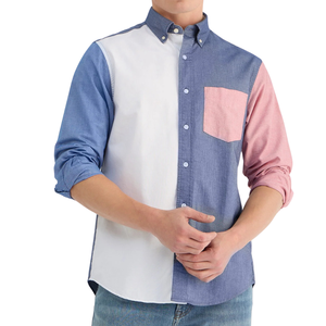 Chemise Homme Color Block Manches Longues Décontractée Boutonnée en Popeline de Polyester Douce et Respirante OEM ODM Vente en Gros - Product Image 2