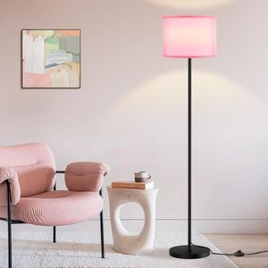 Lampada da Terra Moderna Rosa con Asta Nera, Lampade Alte per Soggiorno, Camera da Letto, Ufficio, Sala da Pranzo, Senza Base - Product Image 2