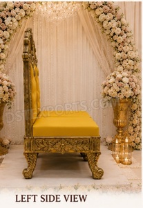 เก้าอี้บัลลังก์งานแต่งงานสีเหลืองสำหรับเจ้าบ่าวเจ้าสาว ขายส่งสำหรับโรงแรม เก้าอี้บัลลังก์หรูหราสำหรับงานอีเว้นท์ - Product Image 5