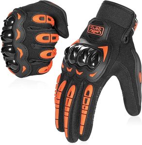 Guantes de Motociclismo de Cuero Negro y Naranja, Protección Completa para los Dedos, Resistentes al Viento, Transpirables, con Protección para los Nudillos, Personalizables, Ropa Deportiva - Product Image 2