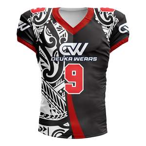 Maillot de football américain personnalisé en gros, design sur mesure, imprimé par sublimation, séchage rapide, 100 % polyester mesh, pour équipe, personnalisable pour joueur - Product Image 1