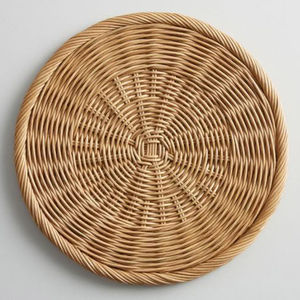 Assiettes rondes en rotin tressé à la main en gros, sets de table écologiques en osier, sous-assiettes en canne naturelle en vrac pour événements de mariage - Product Image 2