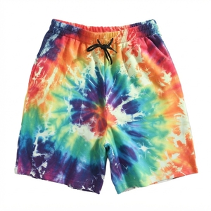 Shorts décontractés pour hommes en Spandex/Polyester, tie-dye, avec logo frontal, taille mi-haute, cordon de serrage, respirants et à séchage rapide, tricotés - Product Image 4
