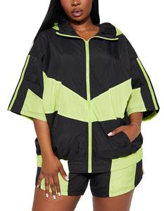 ชุดกีฬาแฟชั่นสตรีทแบบรูดซิปรูดกางเกงขาสั้นเสื้อกันลมสำหรับผู้หญิงดีไซน์ใหม่สำหรับฤดูร้อน - Product Image 3