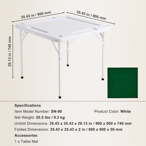 Table de mahjong pliable moderne pour 4 joueurs, plateau vert résistant à l'usure, table carrée portable avec 4 porte-gobelets - Product Image 5