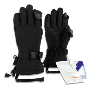 Gants de ski d'hiver imperméables en cuir avec paume en cuir, résistants au froid, fermeture à cordon, doigts complets, logo personnalisé pour snowboard, 3M - Product Image 5