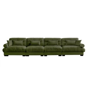 Divano Componibile in Velluto Super Confortevole e Oversize con Pouf Mobile, Braccioli Imbottiti e Tasche Profonde per Soggiorno - Product Image 6