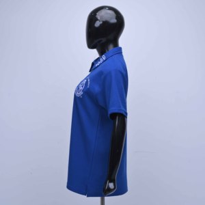 Qualité supérieure avec logo personnalisé, fabrication de polos de rugby bleus à col court, 3 boutons sur le devant avec broderie, t-shirts pour femmes - Product Image 4