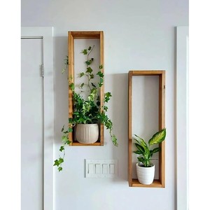 Mango Wood Vertical Wall <b>Planter</b> Box for Living Room | Minimalist Handcrafted Home Decor Storage - Product Image 1