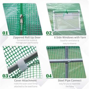 11.5 'X 10' X 7 'Tunnel Walk-In portatile all'aperto serra verde intenso con finestre per giardini - Product Image 5