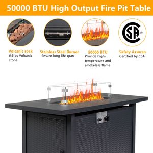 Tavolo da Esterno con Focolare a Gas da 43 Pollici in Pietra Vulcanica Nera, 50000 BTU - Product Image 5