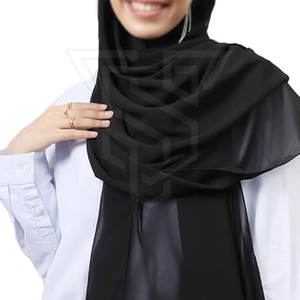 Hijab noir long uni décontracté pour femmes, vêtements traditionnels de Dubaï, vêtements islamiques, hijab en taille adulte - Product Image 4