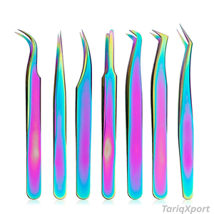 Nouvelles pinces professionnelles en acier inoxydable pour extensions de cils, durables, en or rose, avec pointe en fibre antidérapante, robustes et de haute qualité - Product Image 3